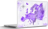 Laptop sticker - 10.1 inch - Europa - Wereldkaart - Verf - 25x18cm - Laptopstickers - Laptop skin - Cover