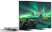 Laptop sticker - 14 inch - Noorderlicht - Berg - Noorwegen - 32x5x23x5cm - Laptopstickers - Laptop skin - Cover