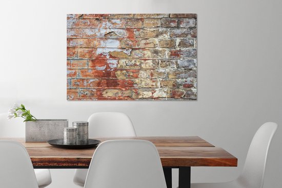 Canvas Schilderij Verf - Baksteen - Muren - 60x40 cm - Wanddecoratie