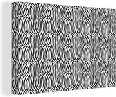 Canvas Schilderij Dierenprint - Zebra - Zwart - Wit - 60x40 cm - Wanddecoratie