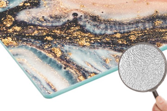 Planche à Découper en Verres - 39x28 - Aspect Marbre - Goud - Zwart - Glitter - Chic - Planches à découper en Glas