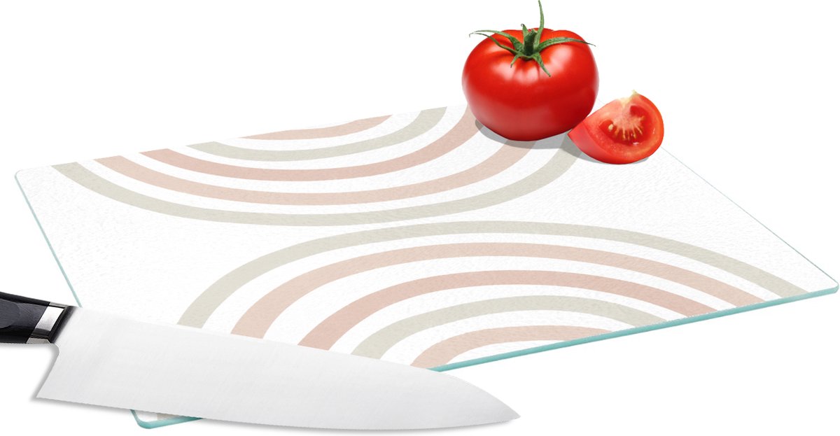 Glazen Snijplank - 28x20 - Regenboog - Design - Pastel - Snijplanken Glas