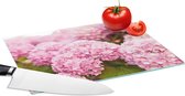 Glazen Snijplank - 28x20 - Struik - Bloemen - Roze - Hortensia - Snijplanken Glas