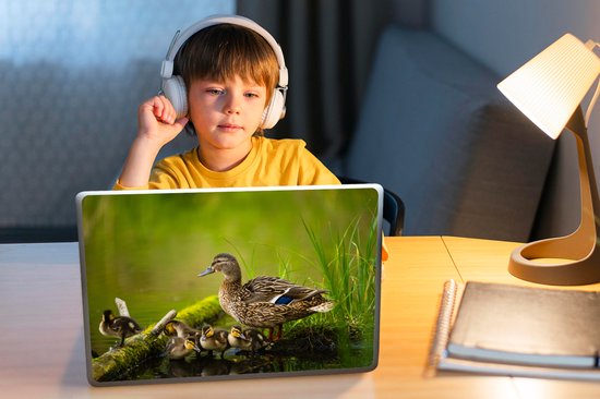 Laptop sticker - 14 inch - Eend - Vogels - Water - Tak - Mos - 32x5x23x5cm - Laptopstickers - Laptop skin - Cover