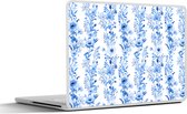 Laptop sticker - 15.6 inch - Bloemen - Anemoon - Blauw - Patroon - 36x27,5cm - Laptopstickers - Laptop skin - Cover