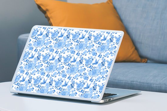 Autocollant pour ordinateur portable - 17,3 pouces - Fleurs - Motif - Blauw - 40x30cm - Autocollants pour ordinateur portable - Peau pour ordinateur portable - Couverture