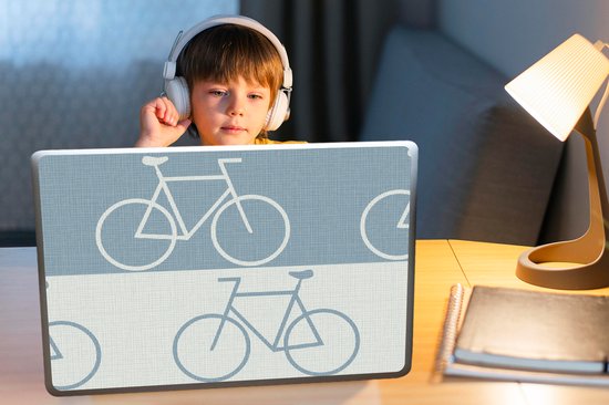 Sticker ordinateur portable - 17,3 pouces - Vélo - Blauw - Motif