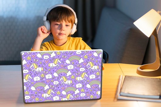 Sticker ordinateur portable - 14 pouces - Unicorn - Motif - Arc-en-ciel - Enfant