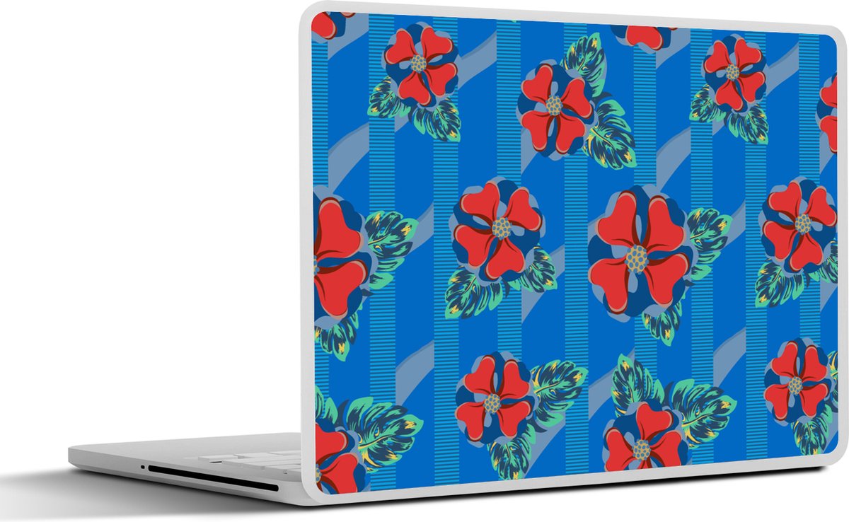 Laptop sticker - 12.3 inch - Hibiscus - Hawaii - Rood - Patroon - Bloem - 30x22cm - Laptopstickers - Laptop skin - Cover