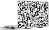 Sticker pour ordinateur portable - 12,3 pouces - Motifs - Visage - Zwart Wit - 30x22cm - Autocollants pour ordinateur portable - Skin pour ordinateur portable - Housse