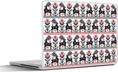 Laptop sticker - 11.6 inch - Hert - Patroon - Zwart - Rood - 30x21cm - Laptopstickers - Laptop skin - Cover