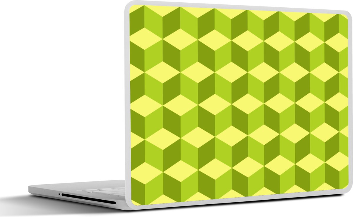 Laptop sticker - 15.6 inch - Patroon - Groen - Blokken - 36x27,5cm - Laptopstickers - Laptop skin - Cover