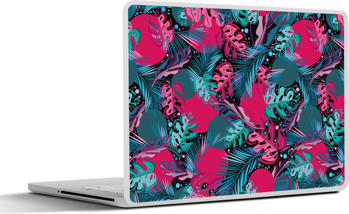 Laptop sticker - 17.3 inch - Bladeren - Hawaii - Design - Roze - Blauw - 40x30cm - Laptopstickers - Laptop skin - Cover