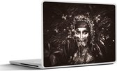 Laptop sticker - 10.1 inch - Vrouw - Zwart - Wit - Luxe