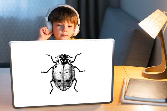 Sticker pour ordinateur portable - 17,3 pouces - Vintage - Coccinelle - Insectes - Zwart et blanc - 40x30cm - Autocollants pour ordinateur portable - Skin ordinateur portable - Housse