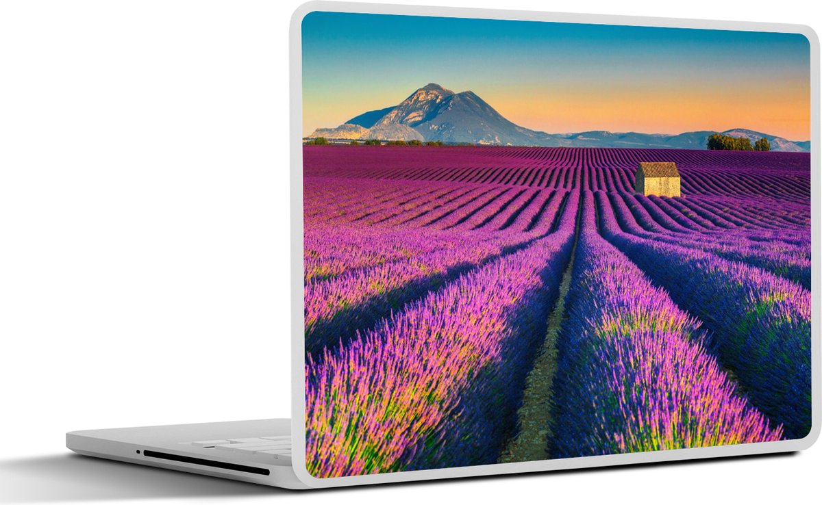 Laptop sticker - 10.1 inch - Lavendel - Berg - Bloemen - 25x18cm - Laptopstickers - Laptop skin - Cover
