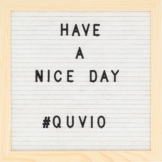 QUVIO Letterbord - Inclusief letters - Woondecoratie - Woonaccessoires - Decoratieve accessoires - Hout en vilt - Wit - Met lijst -1,6x 25,5 x 25,5 cm (lxbxh)