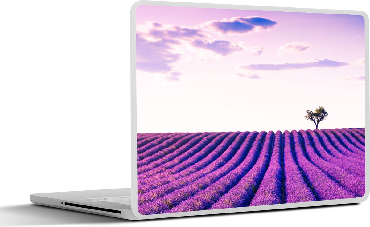 Laptop sticker - 10.1 inch - Lavendel - Bomen - Paars - Bloemen - 25x18cm - Laptopstickers - Laptop skin - Cover