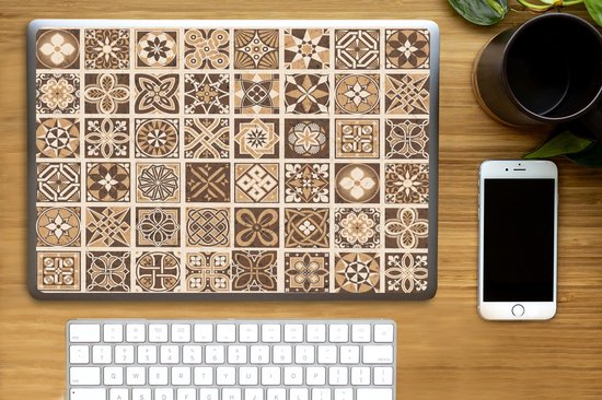Sticker ordinateur portable - 15,6 pouces - Design - Fleurs - Marron - Nature - Vintage