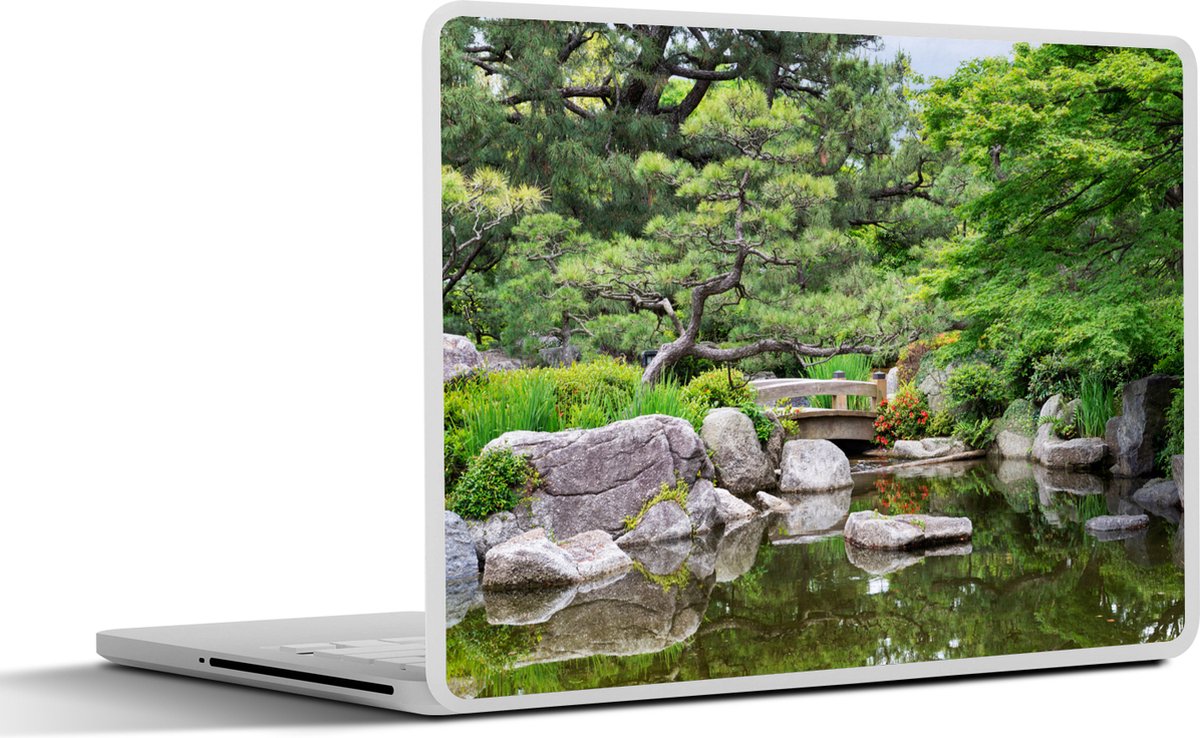 Laptop sticker - 14 inch - Japans - Natuur - Water - Stenen - Bomen - 32x5x23x5cm - Laptopstickers - Laptop skin - Cover