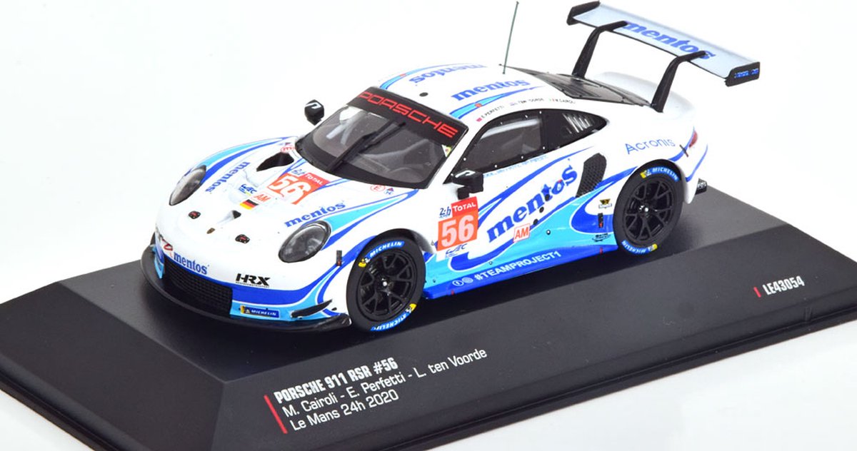 Porsche 911 RSR Mentos type 991 n°56 24h Le Mans 2020 Team Project 1/18 Ixo Models LEGT18059