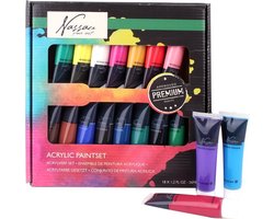 Acrylverf set | 18 acrylverf tubes x 36 ML | Schilderen voor volwassenen | hobbyverf