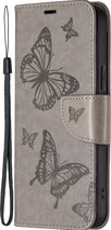 Mobigear Telefoonhoesje geschikt voor Samsung Galaxy S23 Ultra Hoesje | Mobigear Butterfly Bookcase Portemonnee | Pasjeshouder voor 3 Pasjes | Telefoonhoesje voor Pinpas / OV Kaart / Rijbewijs - Grijs