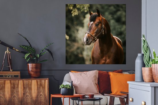 Stickers muraux - Cheval - Branches - Portrait - 100x100 cm - Film Adhésif XXL