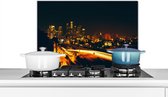 Spatscherm keuken - Verlichting - Auto - Skyline - Los Angeles - Spatwand - Kookplaat achterwand - 60x40 cm - Aluminium