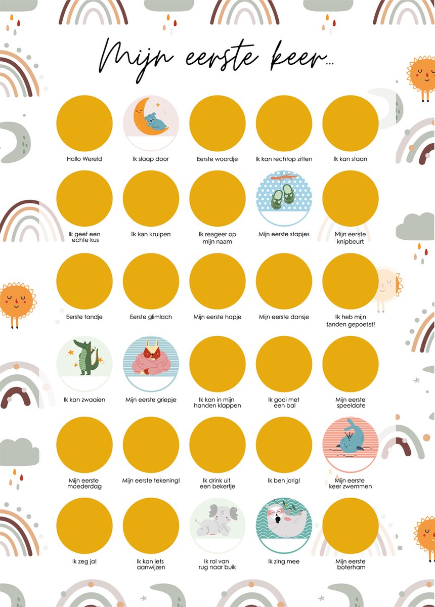 Goedkoopste Happy Walls - Kraamcadeau - Baby Milestones Krasposter - Cadeau Jongen en Meisje