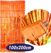 Glittergordijn – Feest Deurgordijn - Feestgordijn - Glitter Folie Gordijn - Backdrop - Fotowand Decoratie - Verjaardag Feest - Metallic - Oranje - 100x200cm