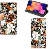 Smart Cover geschikt voor Samsung Galaxy A10 Dark Flowers