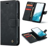 Casemania Hoesje Geschikt voor Samsung Galaxy A22 4G & M22 Charcoal Gray - 2 in 1 Magnetic Book Case