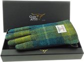 Dames Handschoenen Zee Blauw Groen met Bruin Leer - Harris Tweed - Glen Appin of Scotland