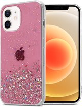 Cadorabo Hoesje geschikt voor Apple iPhone 12 MINI in Roze met Glitter - Beschermhoes van flexibel TPU silicone met fonkelende glitters Case Cover Etui
