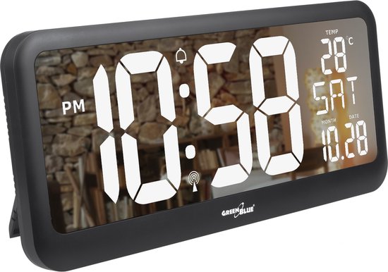GreenBlue - Horloge digitale avec capteur de température affichage LCD - 37x17cm