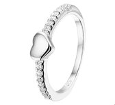 Zilver Gerhodineerde Ring hart zirkonia 1325142 15.25 mm (48)