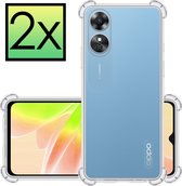 Hoes Geschikt voor OPPO A17 Hoesje Siliconen Cover Shock Proof Back Case Shockproof Hoes - Transparant - 2x