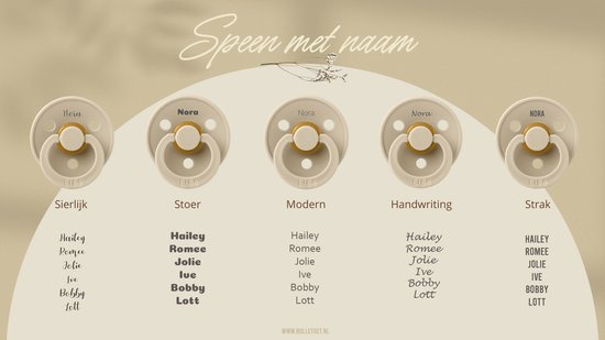 BIBS fopspenen met naam - T2 - Peach, Desert sand, Vanilla - 6-18 maanden - spenen - speen - fopspeen - BolleToet speenzakje van BIBS — afbeelding 2
