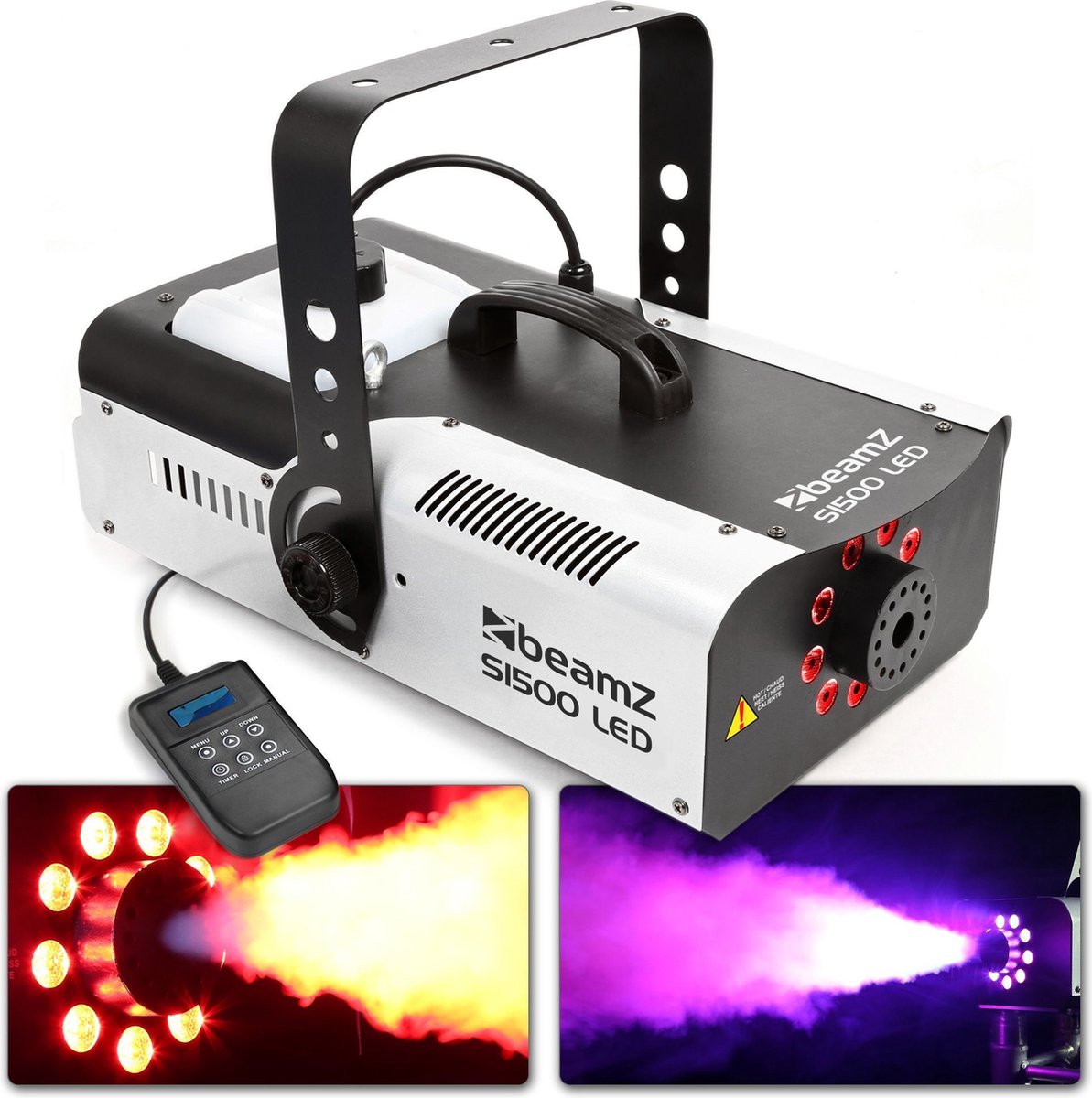 Rookmachine - BeamZ S1500LED met o.a. gekleurde LED's en timer - 1500W