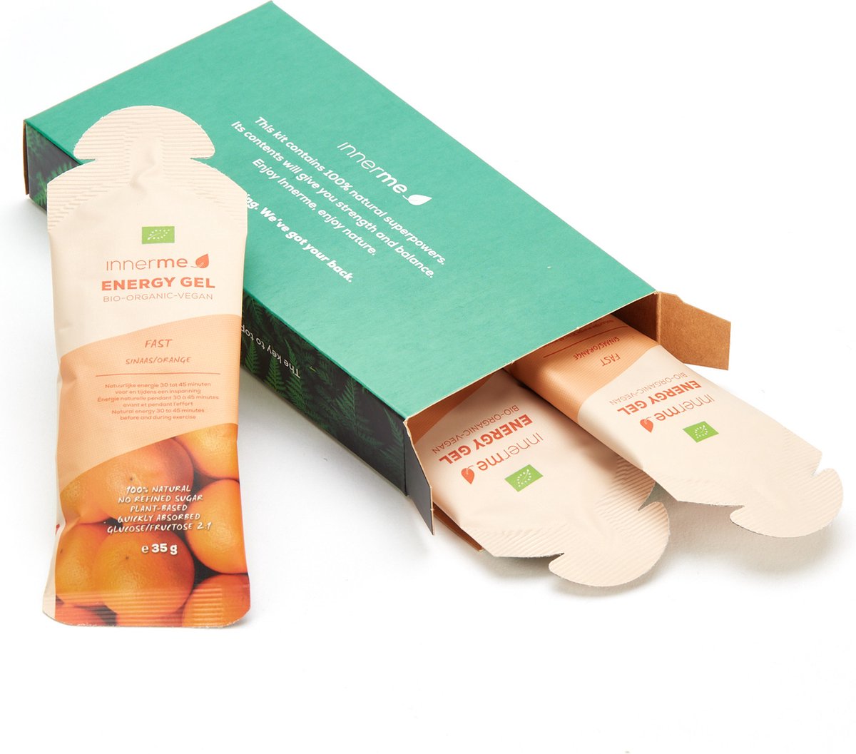 Goedkoopste Innerme Energy Gels 'Fast' Sinaas - Bio & Vegan - 3 Energy gels 35g