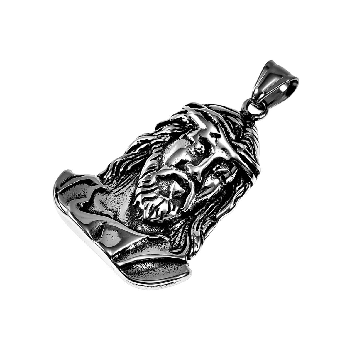 Een 18 kt geelgouden kruisvormige hanger bezet met een cabochon