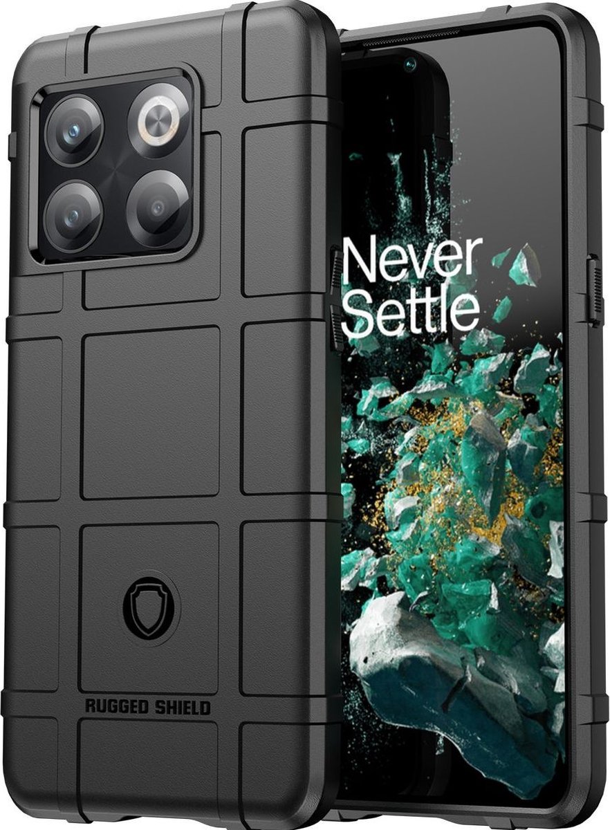 Mobigear Hoesje geschikt voor OnePlus 10T Telefoonhoesje Flexibel TPU | Mobigear Rugged Shield Backcover Shockproof | Schokbestendig 10T Telefoonhoesje | Anti Shock Proof - Zwart