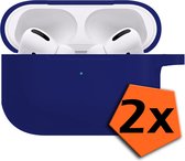 Hoesje Geschikt voor AirPods Pro 2 Hoesje Siliconen Case Hoes - Hoesje Geschikt voor Apple AirPods Pro 2 Case - Donkerblauw - 2 PACK.