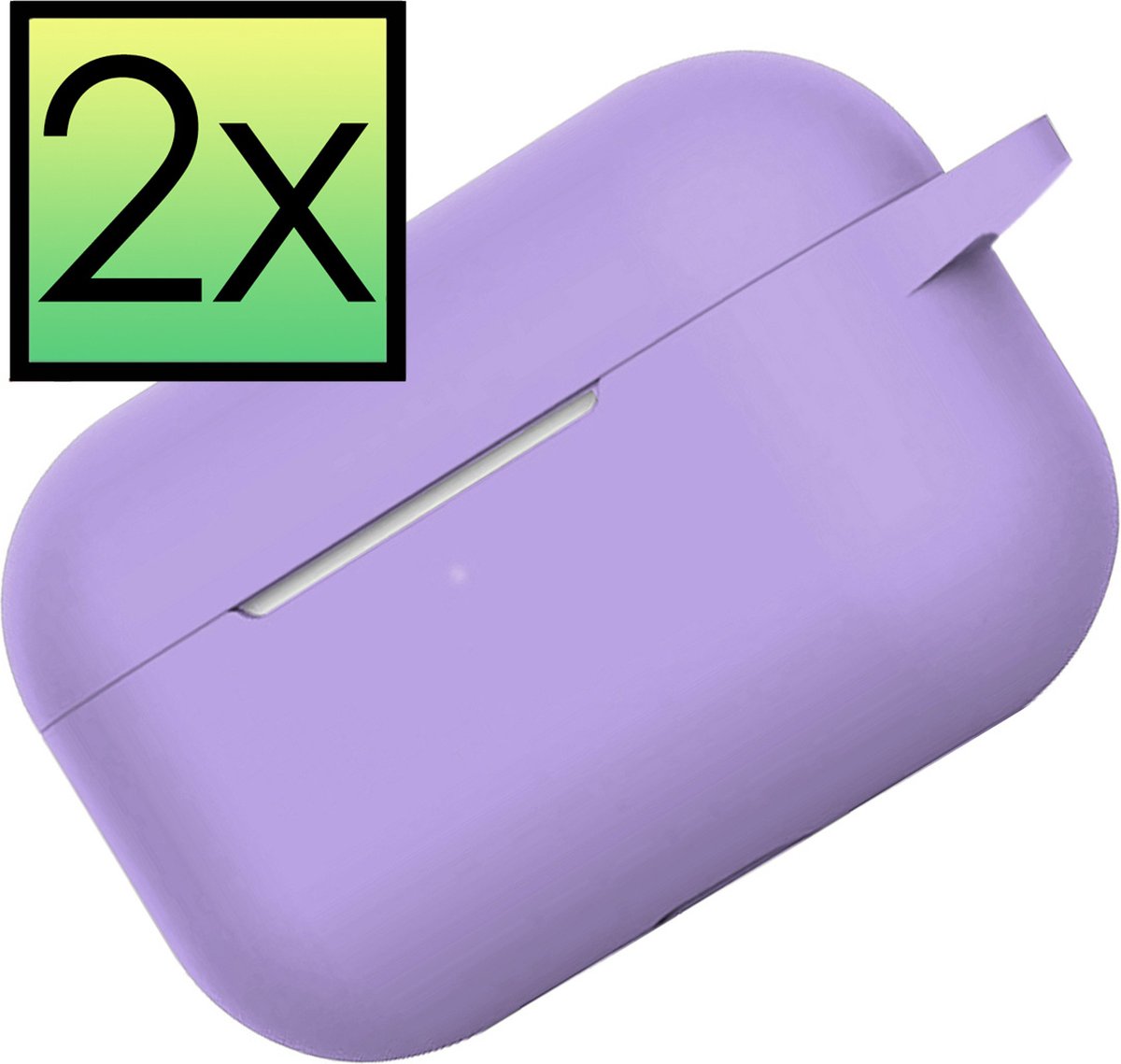 Hoes Geschikt voor Apple Airpods Pro Hoesje Cover Silicone Case Hoes - 2x - Lila