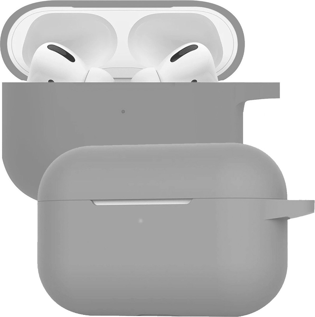Case Geschikt voor Airpods Pro Hoesje Siliconen Hoes Cover - Hoes Geschikt voor Apple Airpods Pro Case Siliconen - Grijs