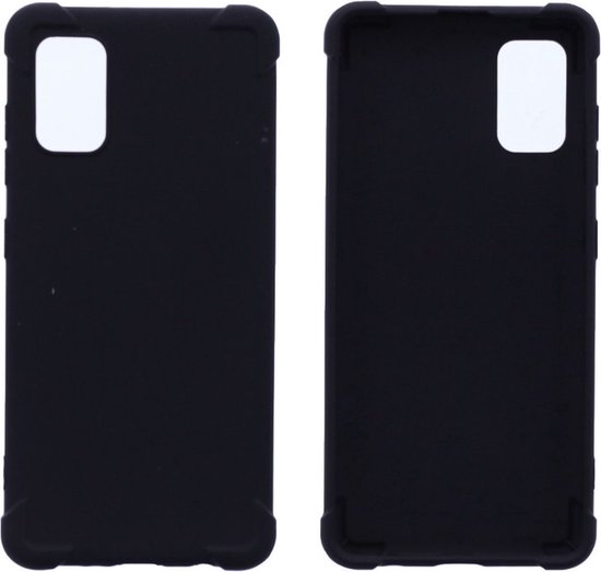 Anti-Shock silicone hoesje zwart met 2 Pack Full Tempered glas Screen Protector Geschikt voor: Samsung Galaxy A51 5G