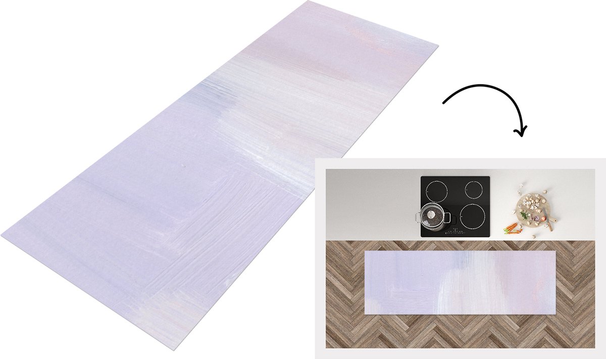 KitchenYeah Keukenloper - Loper keuken - Pastel - Verf - Design - 180x60 cm - Keukenloper vinyl Multicolor