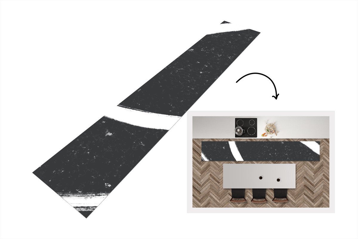 KitchenYeah Keukenloper - Loper keuken - Lijn - Minimalisme - Design - 300x50 cm - Keukenloper vinyl Multicolor