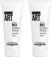 L’Oréal Professionnel Tecni.ART Fix Max Shaping Gel – Fixerende haargel voor alle haartypen – 2x200 ml